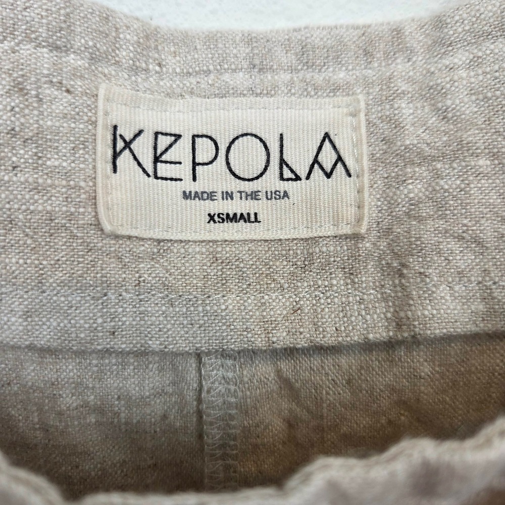 Kepola Women Tan Linen Overalls Jumpsuit Made in USA XS - Picture 5 of 9